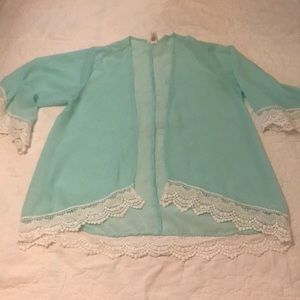 Sky Blue Kimono with Lace Details